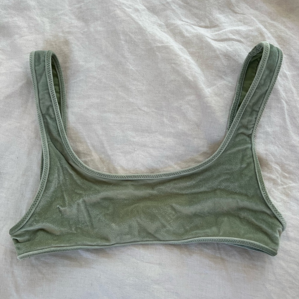 Triangl sage green velvet bikini top